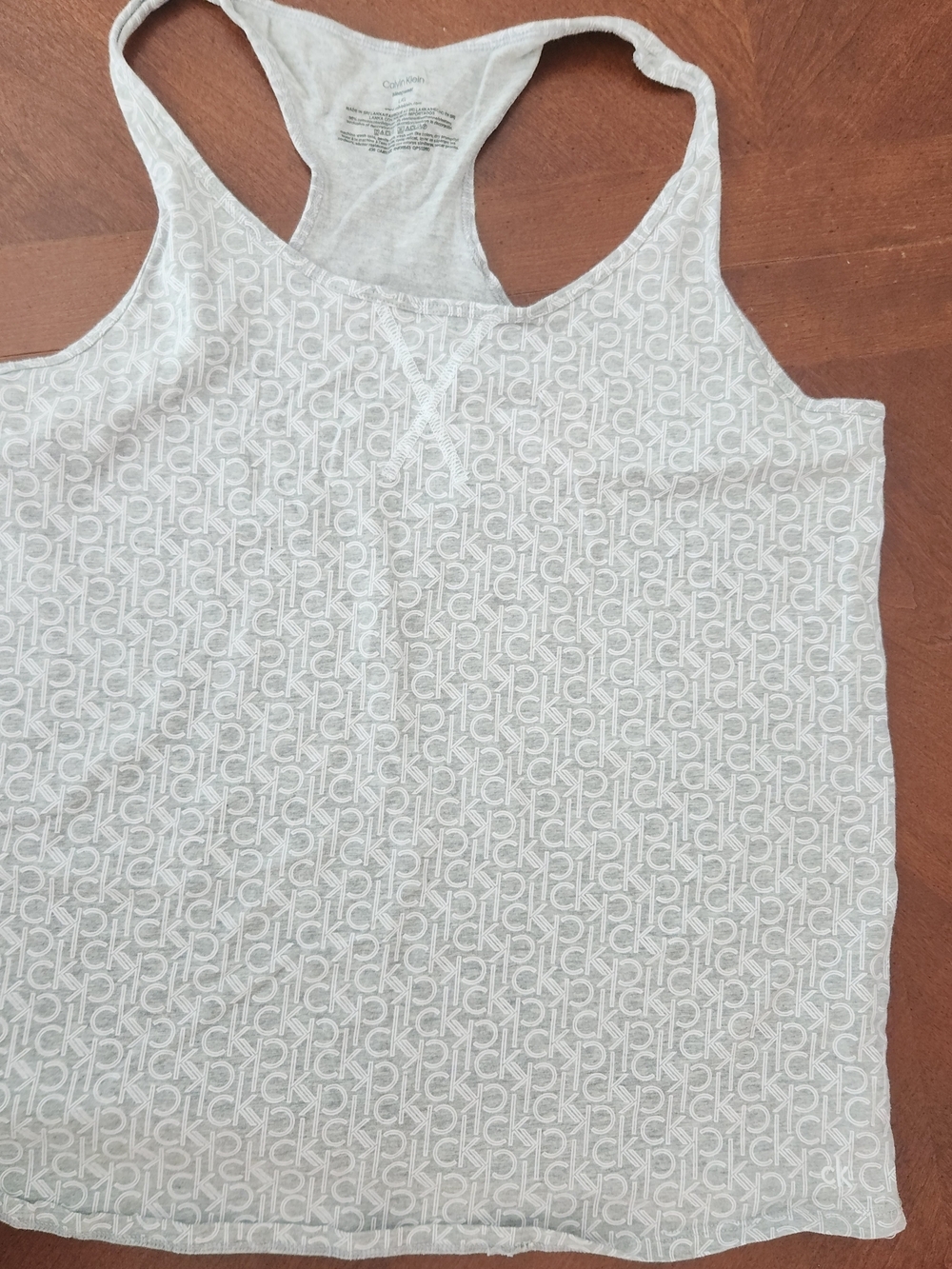 Calvin Klein Light Gray CK Logo Racerback Tank Sleepwear Large